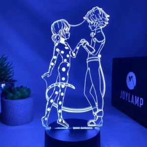 3D-LED-nocna-lampa-Kuzelna Lienka a Cierny Kocur-Miraculous-Ladybug-modra
