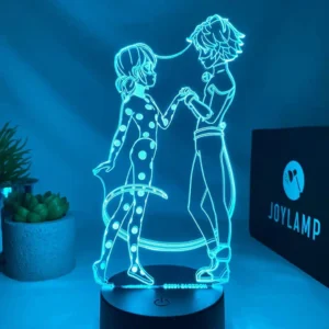 3D-LED-nocna-lampa-Kuzelna Lienka a Cierny Kocur-Miraculous-Ladybug-slabomodra
