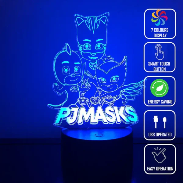 3D-LED-nocna-lampa- Pyzamasky-PJ Masks