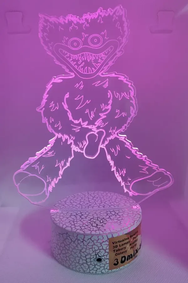 3D LED nocna lampa – Huggy Wuggy - fialova