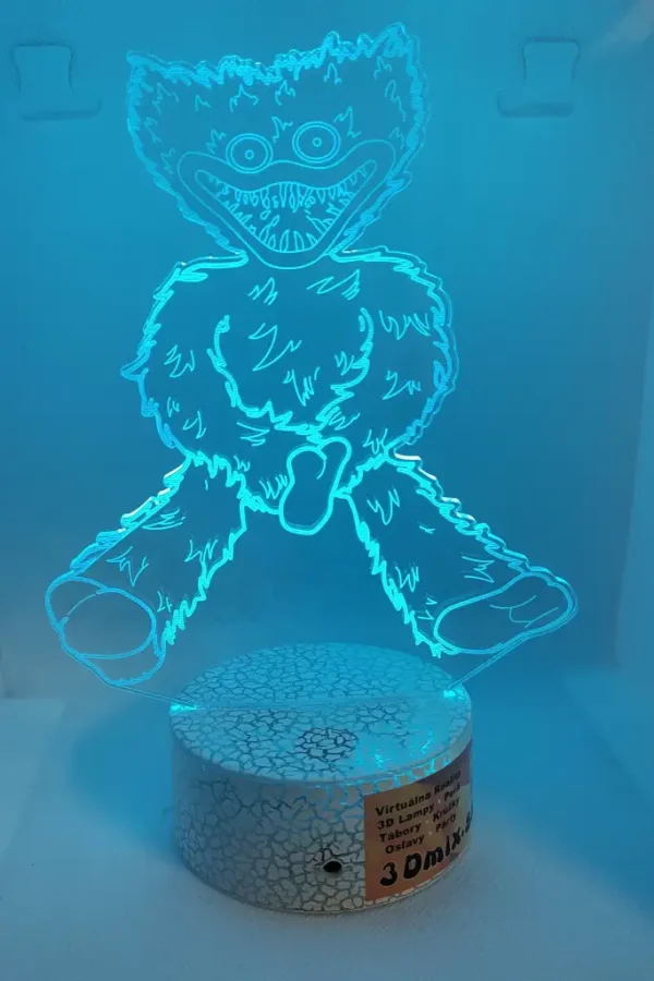 3D LED nocna lampa – Huggy Wuggy - modra