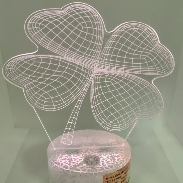 3Dmix 3DL-SMRT056 – 3D LED nočná lampa 3Dmix - Štvorlístok (Smart) 7 3D LED nocna lampa – Stvorlistok - biely