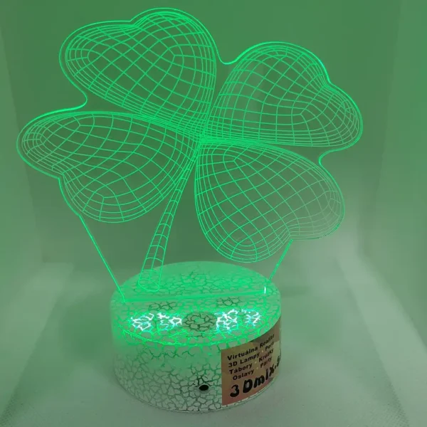 3Dmix 3DL-SMRT056 – 3D LED nočná lampa 3Dmix - Štvorlístok (Smart) 10 3D LED nocna lampa – Stvorlistok - zeleny