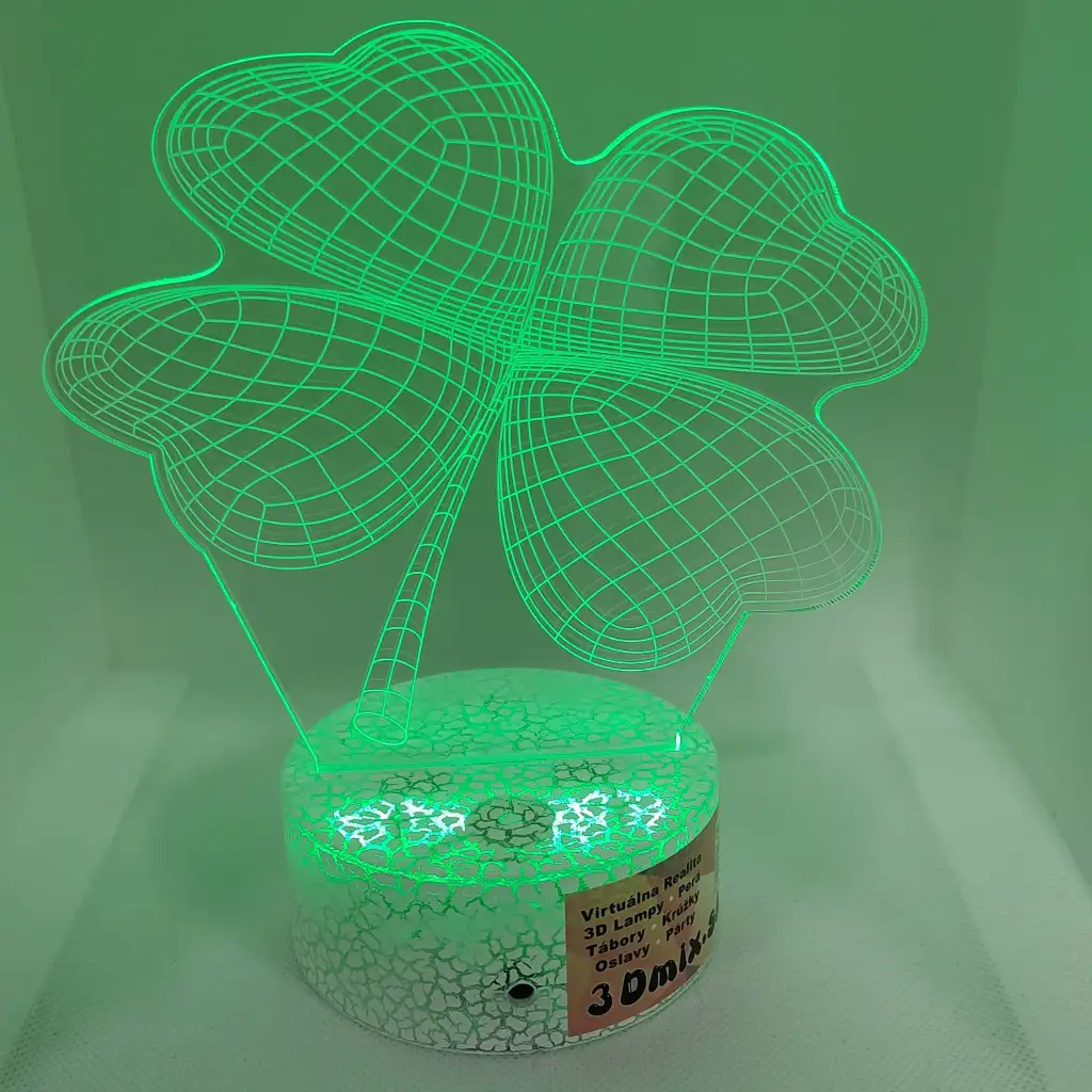 3Dmix 3DL-SMRT056 – 3D LED nočná lampa 3Dmix - Štvorlístok (Smart) 4 3D LED nocna lampa – Stvorlistok - zeleny